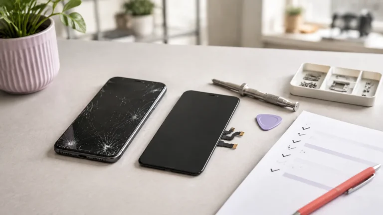 iPhone 11 och ersättningsskärm inför jämförelse av pris och kvalitet